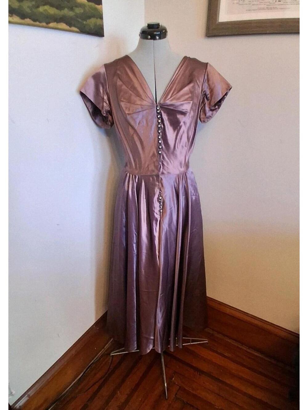 1930s 1940s vintage purple dress, Elegant Cocktail Party Dress Sz 18